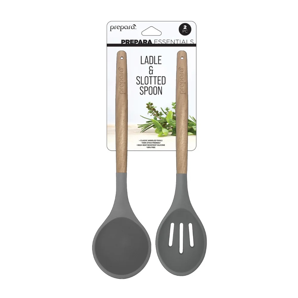 BUY 1 GET 1 FREE Prepara Gray Ladle & Slotted Spoon Set